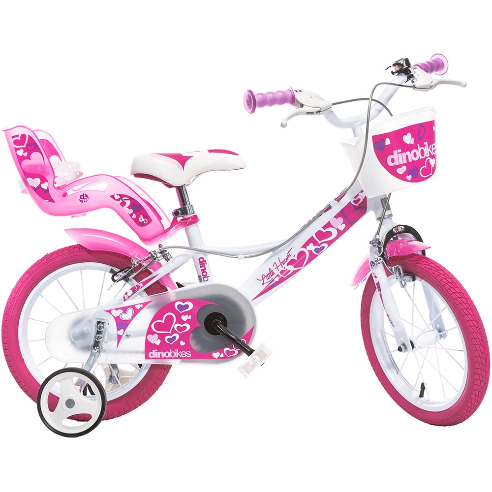 Bicicleta copii Dino Bikes 14 inch Little Heart alb si roz - 1 | YEO