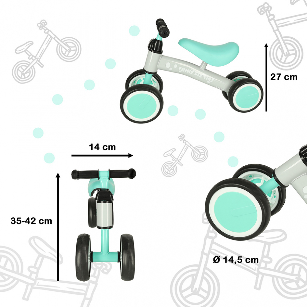 Bicicleta fara pedale cu 4 roti Fix Tiny Verde menta - 2