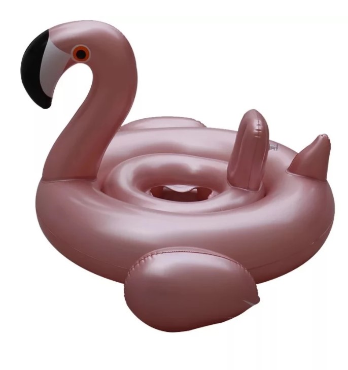 Colac gonflabil pentru fetite cu scaun Flamingo Roz Sidefat 60 cm - 1 | YEO