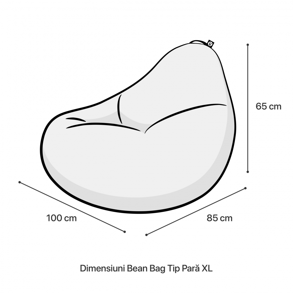 Fotoliu Puf Bean Bag tip Para XL alb cu legume verzi - 1