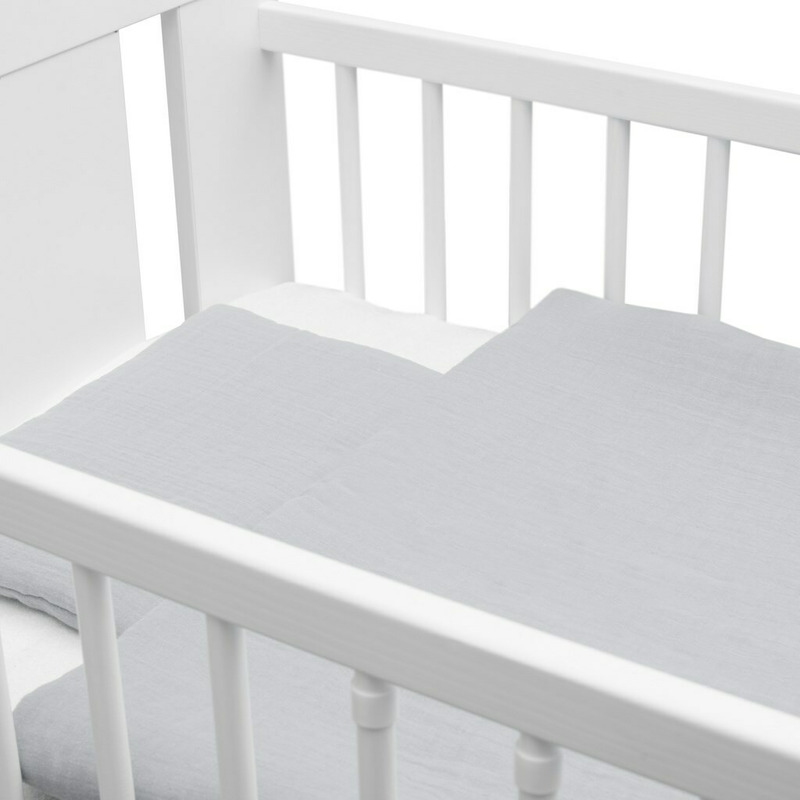 Lenjerie patut 2 piese New Baby din muselina cu perna si pilota 100x70 cm Light Grey - 1