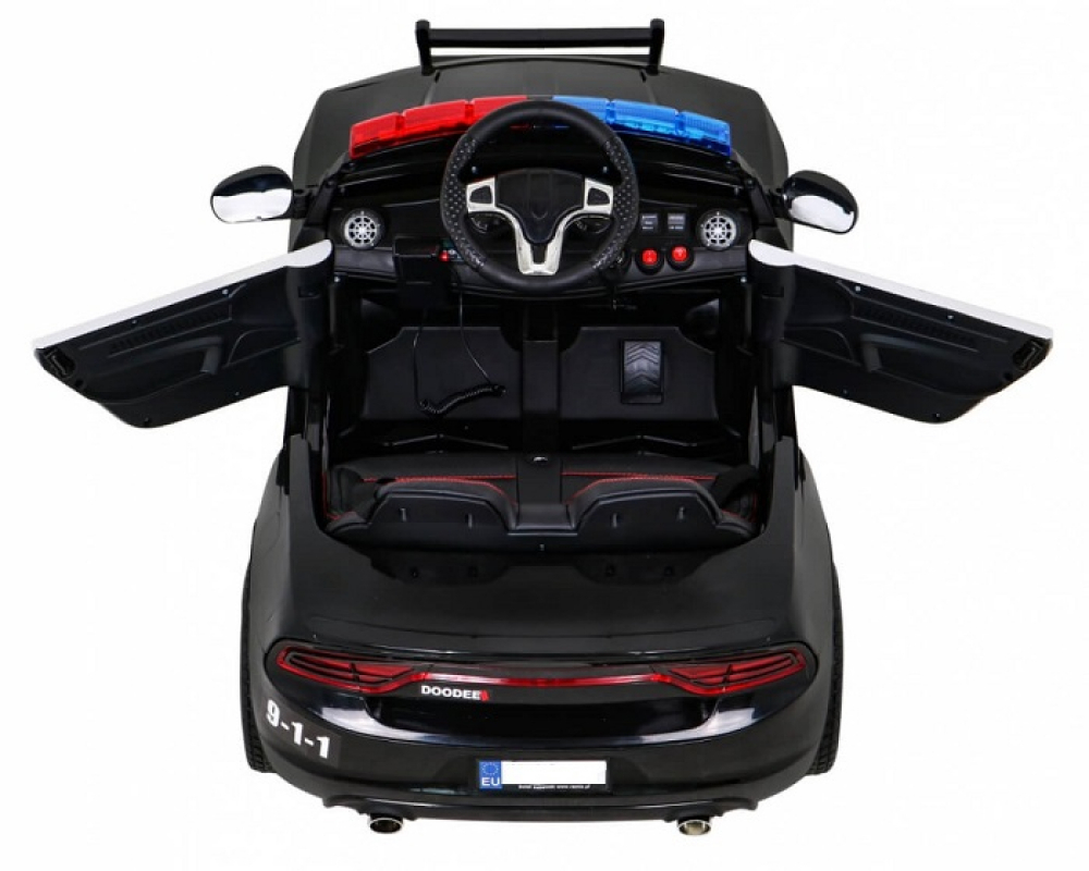 Masinuta electrica cu scaun din piele si roti EVA Dodge Police Black - 4