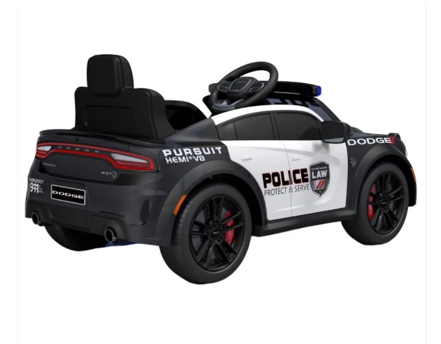Masinuta electrica cu scaun din piele si roti EVA Dodge Police Black - 5
