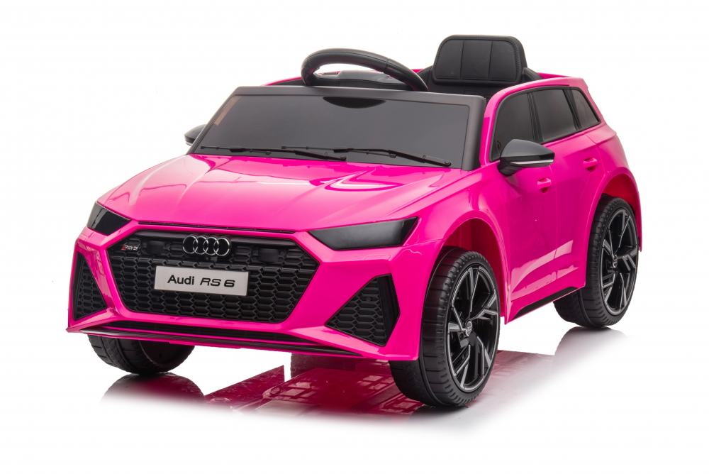 Masinuta electrica cu telecomanda roti EVA si scaun din piele Audi RS6 Pink - 1