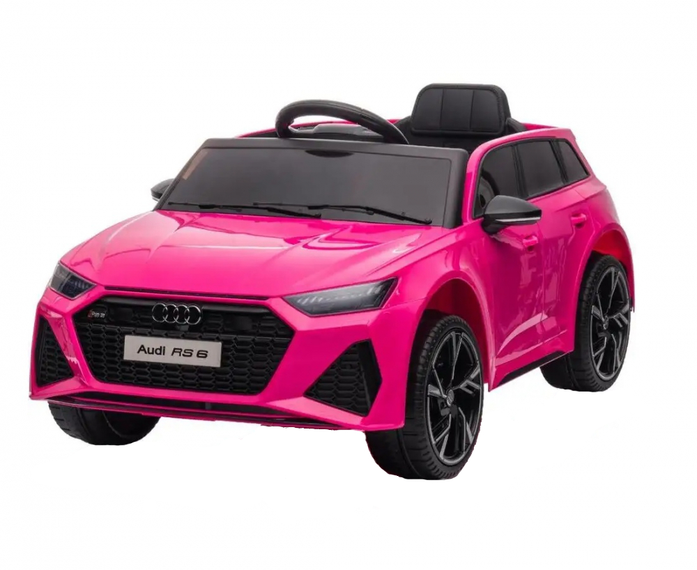 Masinuta electrica cu telecomanda roti EVA  si scaun din piele Audi RS6 Pink