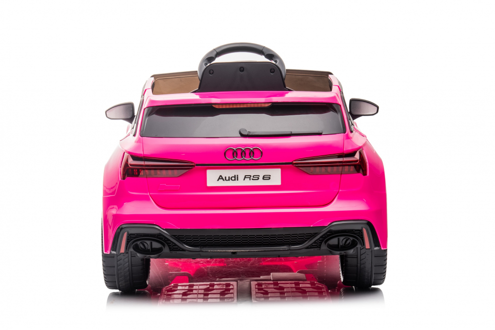 Masinuta electrica cu telecomanda roti EVA si scaun din piele Audi RS6 Pink - 7