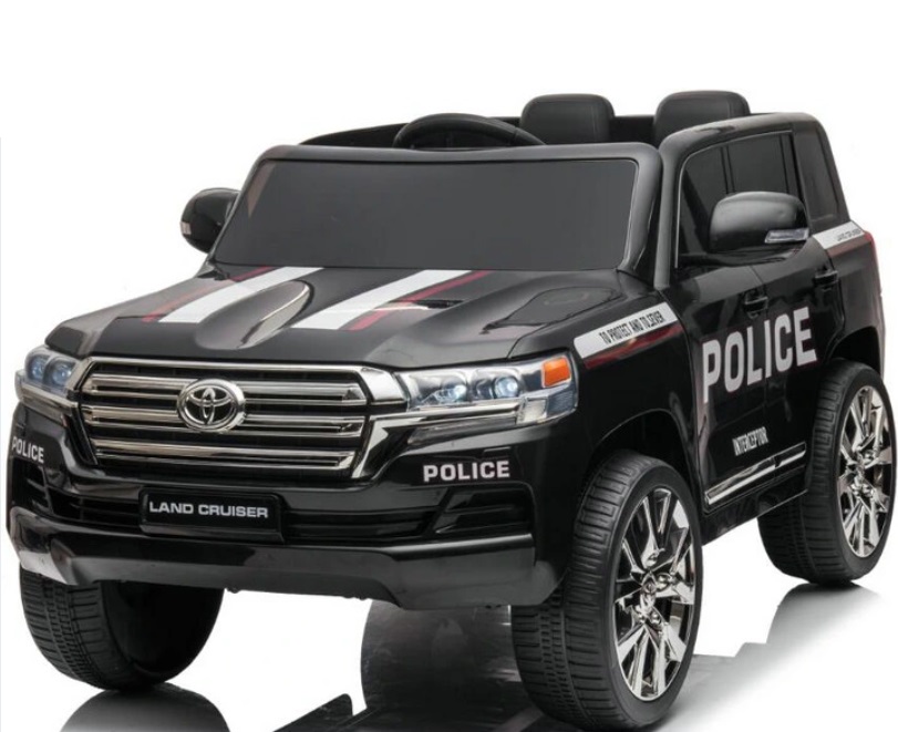 Masinuta electrica cu roti EVA si scaun din piele Toyota Landcruiser Police Black - 2