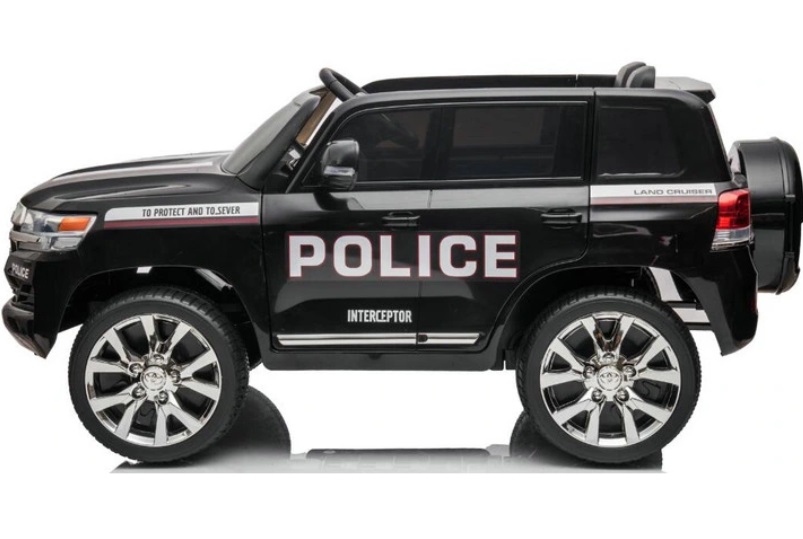 Masinuta electrica cu roti EVA si scaun din piele Toyota Landcruiser Police Black - 3