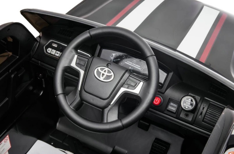 Masinuta electrica cu roti EVA si scaun din piele Toyota Landcruiser Police Black - 7