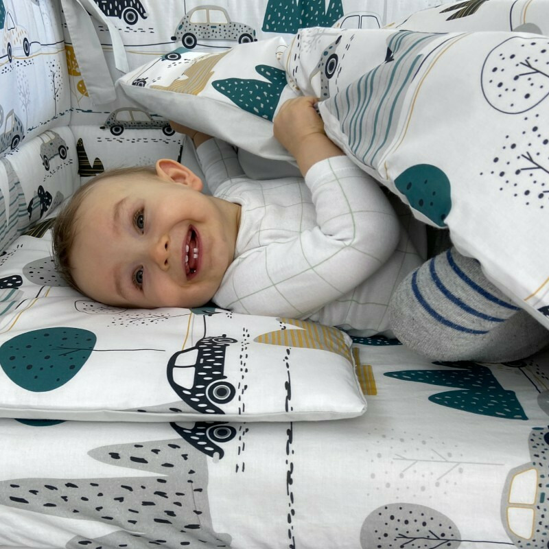 Cosulet bebelus pentru dormit MimiNu Baby Cocoon 75x55 cm Childrens Journey Grey - 1