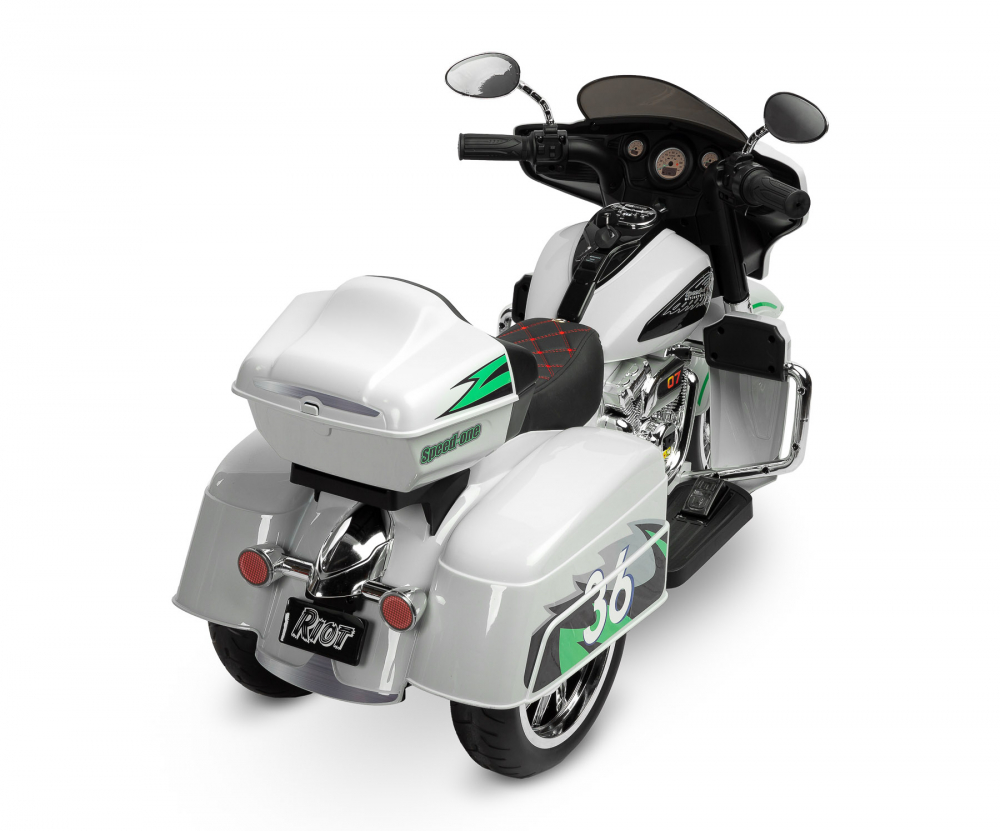 Motocicleta electrica cu roti din spuma EVA Toyz Riot 12V gri deschis
