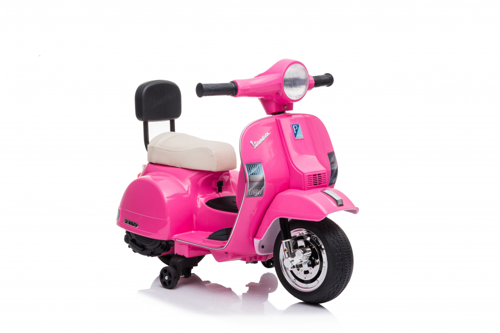 Motocicleta electrica 6V Vespa cu scaun din piele Pink - 2