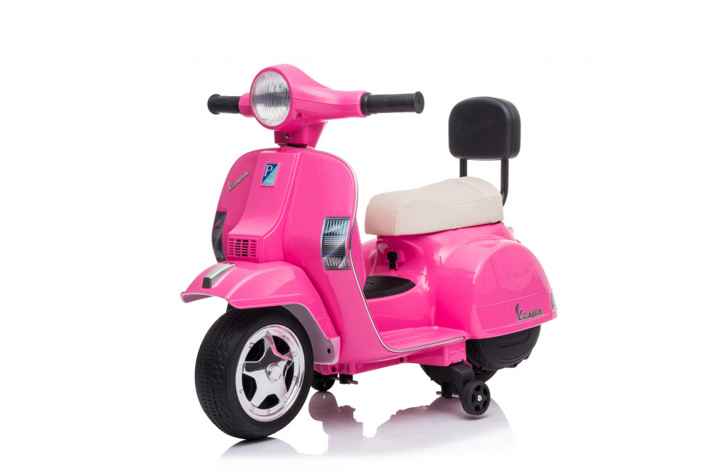Motocicleta electrica 6V Vespa cu scaun din piele Pink - 6