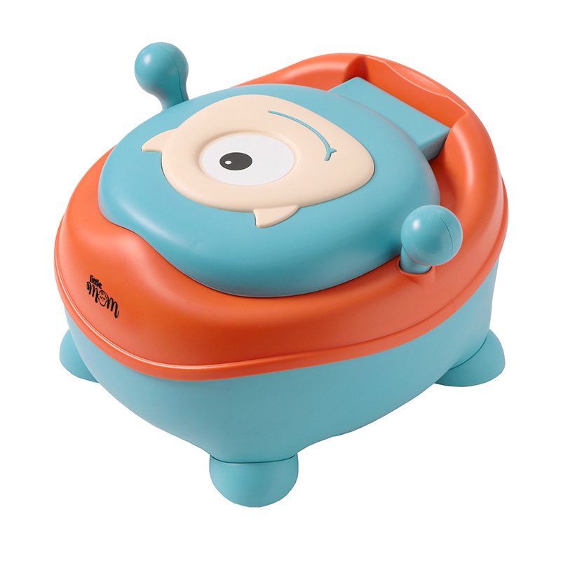 Olita pentru copii Little Mom Cute Monster Blue cu adaptor spuma PU moale, compartiment detasabil, non toxic, benzi antialunecare - 2 | YEO