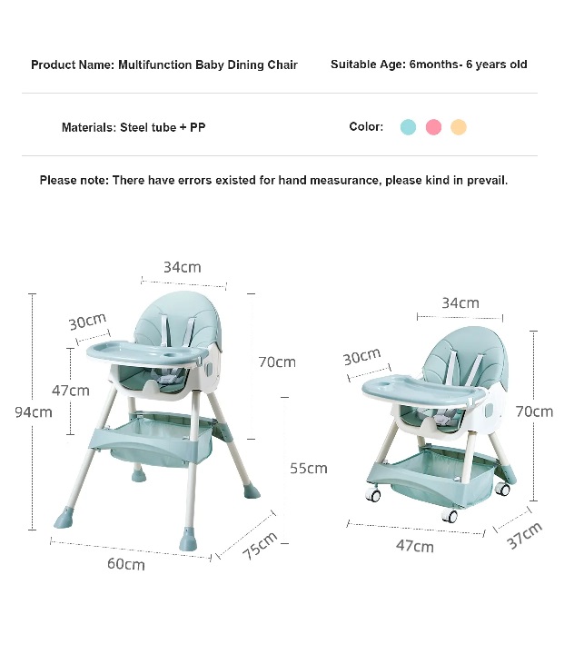 Scaun de masa multifunctional 3 in 1 transformabil in balansoar cu husa detasabila,spatar reglabil ,inaltime reglabila,masuta detasabila si roti Little Mom Rocking Chair Blue