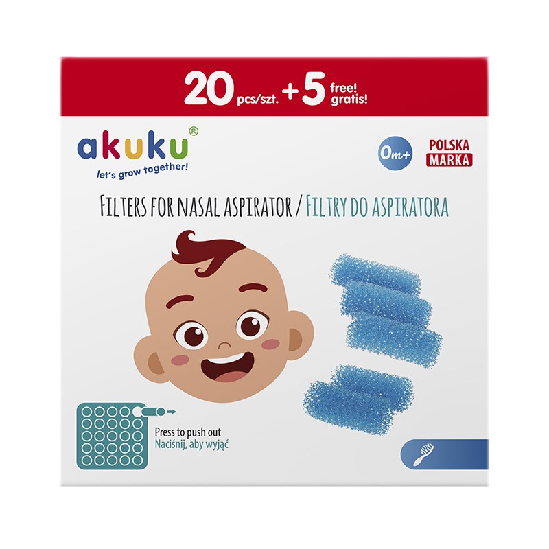 Set 25 filtre de unica folosina pentru aspirator nazal Akuku - 1 | YEO