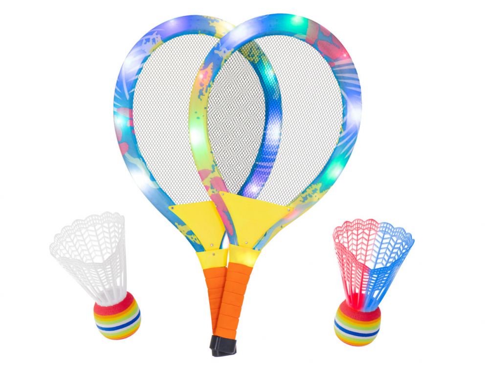 Set rachete iluminate de tenis cu minge si fluturas