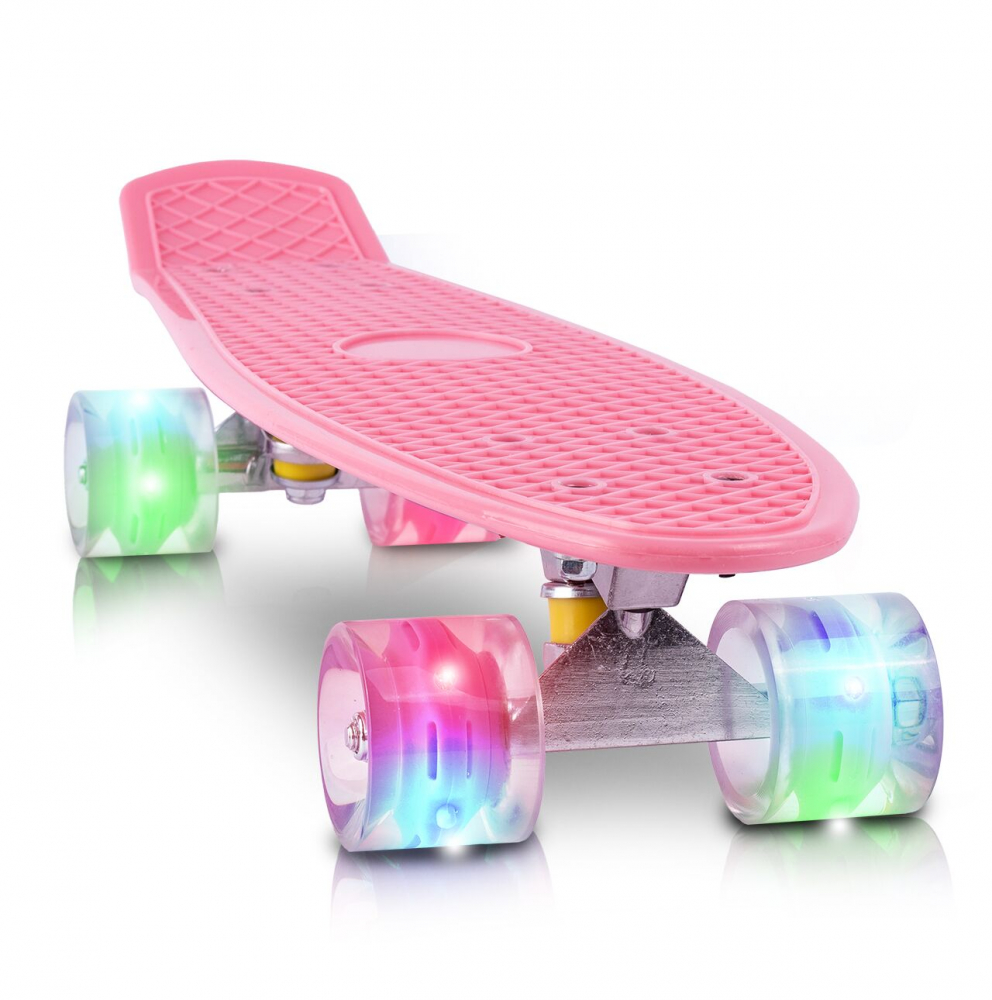 Skateboard cu led-uri pentru copii 56x15cm Roz - 8