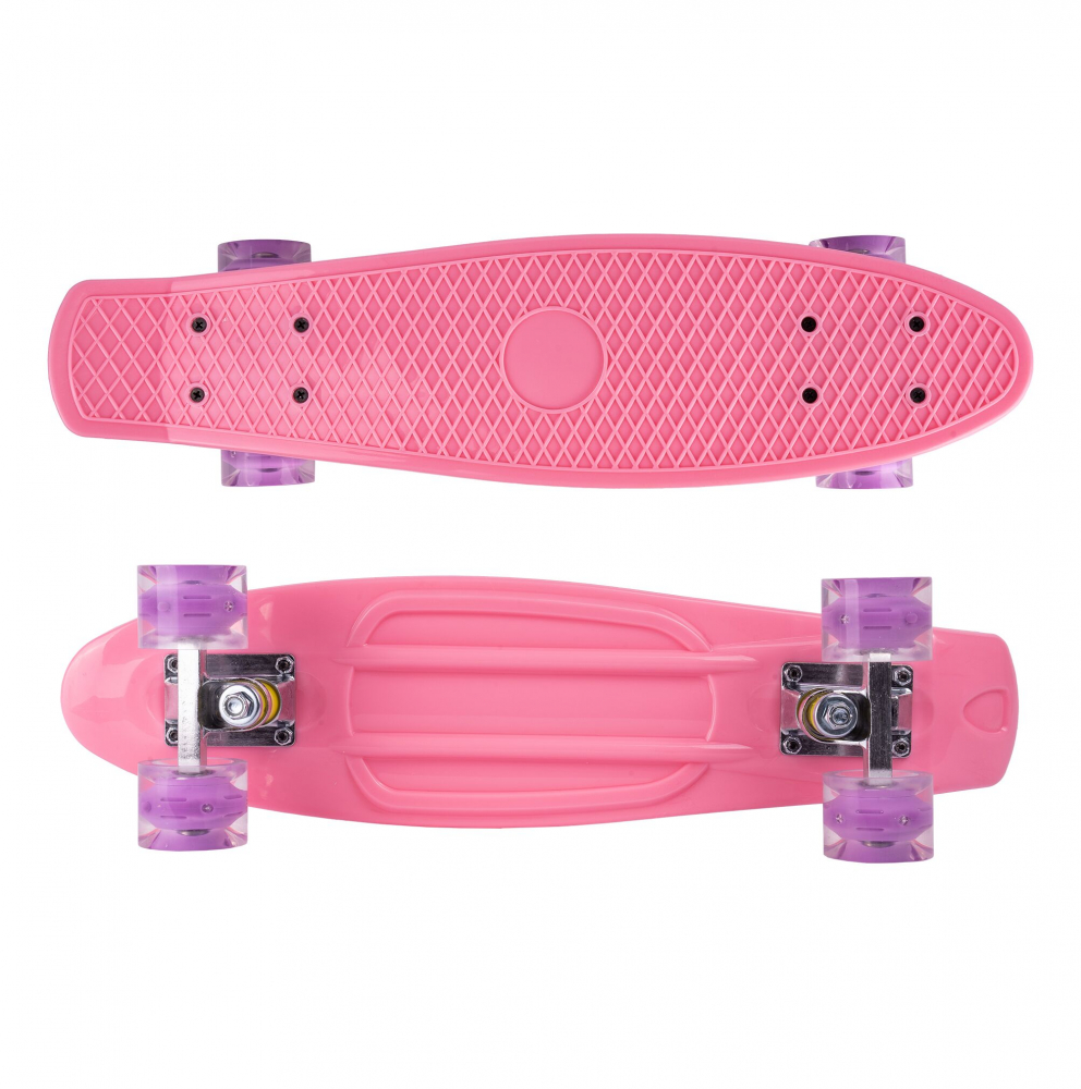 Skateboard cu led-uri pentru copii 56x15cm Roz - 9