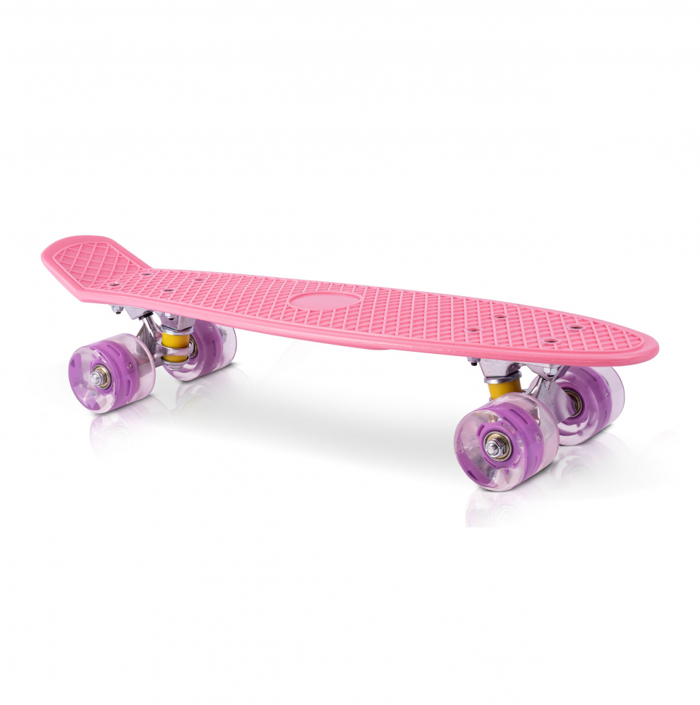 Skateboard cu led-uri pentru copii 56x15cm Roz - 10