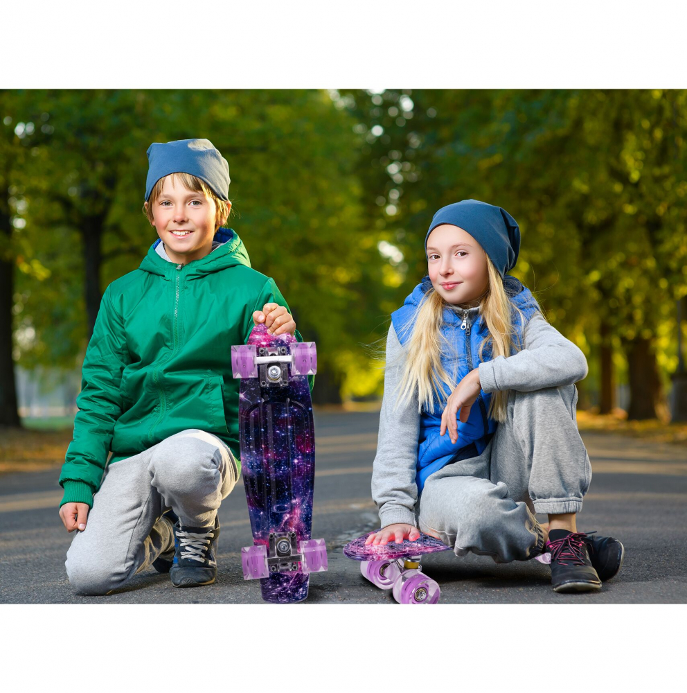 Skateboard cu led-uri pentru copii 56x15cm Space Colors - 10