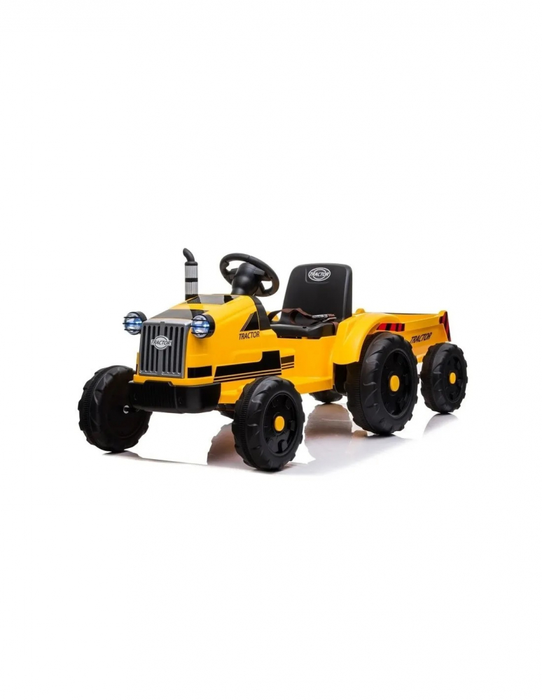Tractor electric cu remorca pentru copii galben - 2