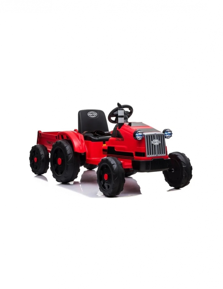 Tractor electric cu remorca pentru copii rosu - 0