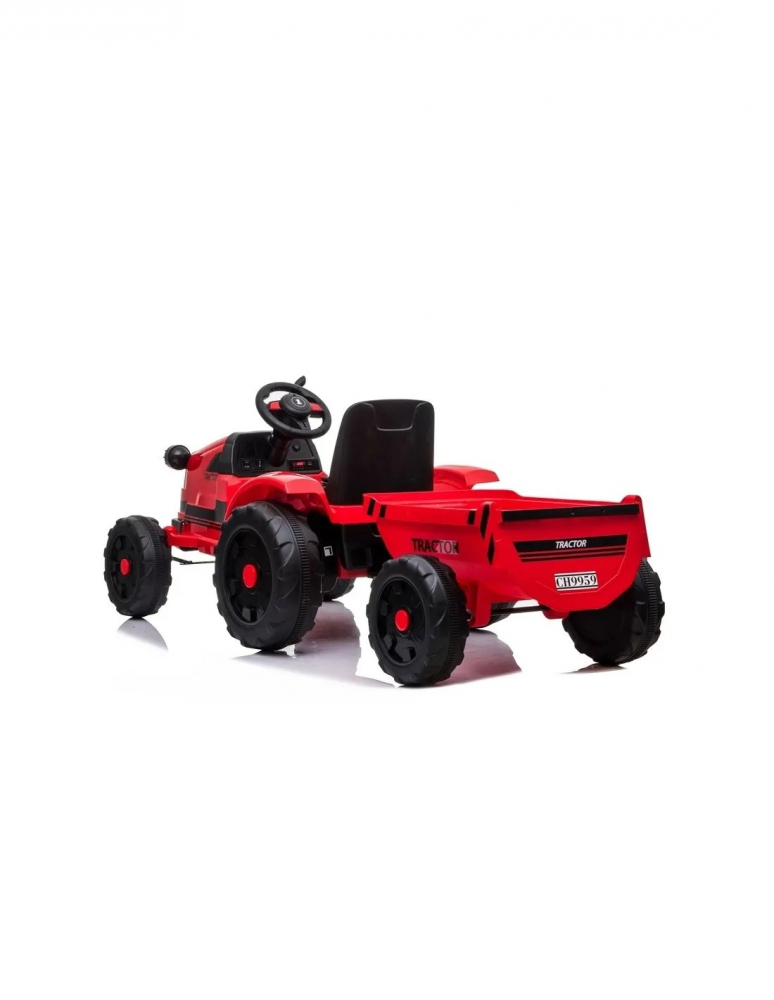 Tractor electric cu remorca pentru copii rosu - 1