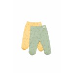 Set 2 pantalonasi cu botosei Printed modal si bumbac Lamaie/Verde 3-6 Luni