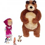 Set figurine Simba Masha and the Bear Masha 12 cm cu ursulet de plus 25 cm si 4 animale