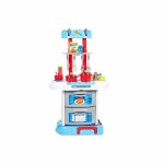 Set bucatarie pliabila 3 in 1 cu accesorii in valiza Albastra