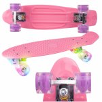 Skateboard cu led-uri pentru copii 56x15cm Roz