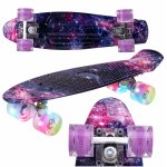 Skateboard cu led-uri pentru copii 56x15cm Space Colors
