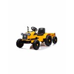 Tractor electric cu remorca pentru copii galben