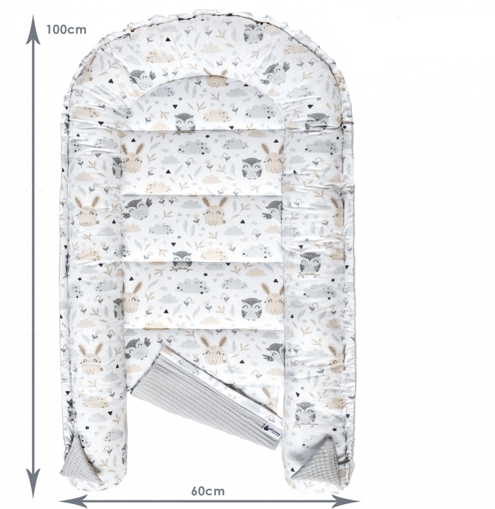 Babynest cu doua fete Nichiduta din bumbac Waffle Glade Grey - 3 | YEO