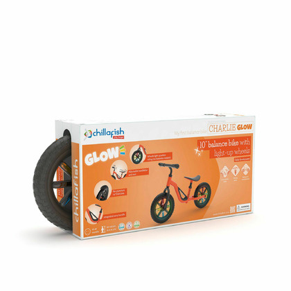 Bicicleta de echilibru Chillafish Charlie Glow cu roti din spuma Eva 10 inch Orange