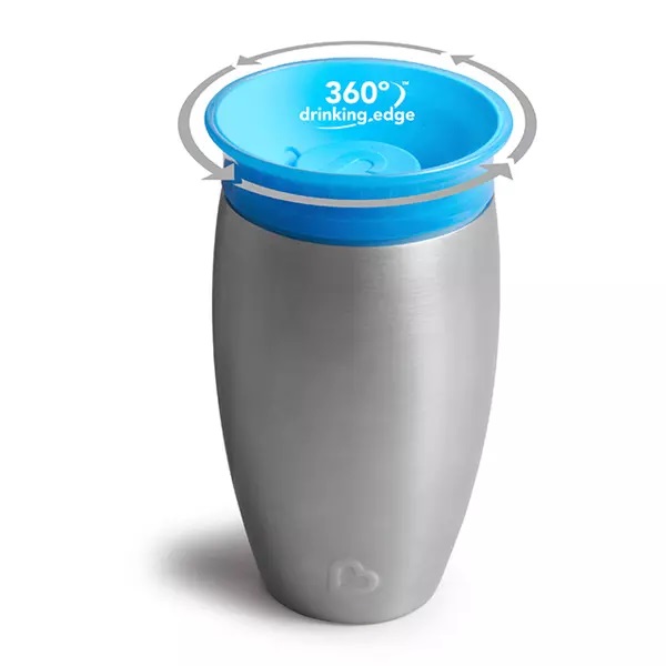 Cana Miracle 360 Munchkin Stainless Steel 296ml 12L+ blue 12L+ imagine 2022 protejamcopilaria.ro