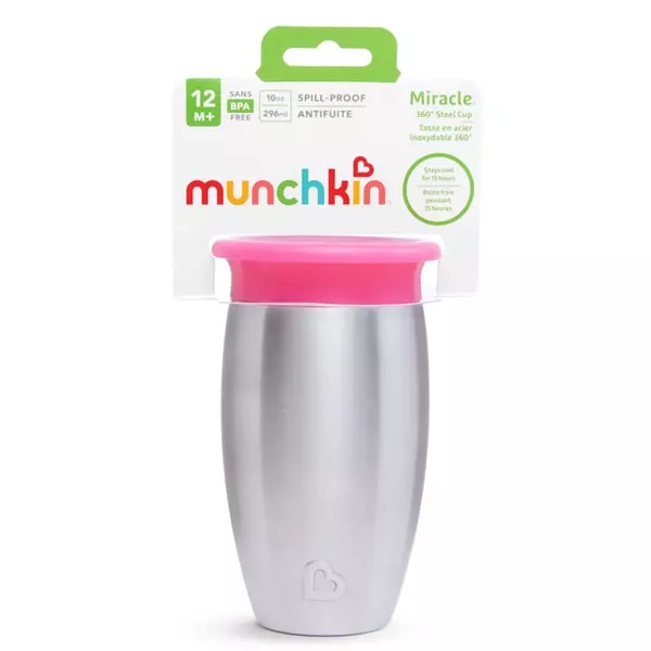 Cana Miracle 360 Munchkin Stainless Steel 296ml 12L+ pink - 1 | YEO