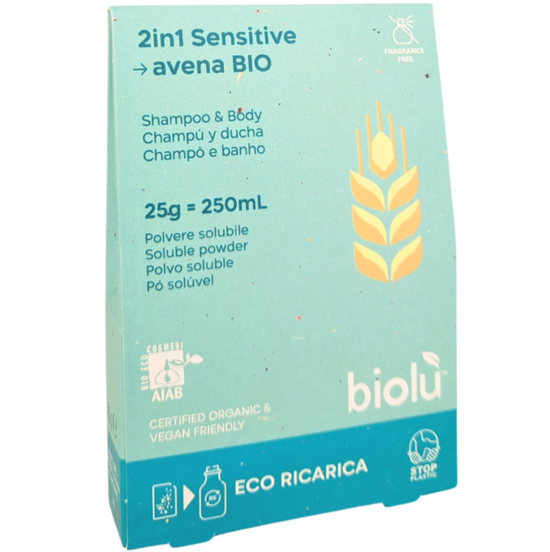 Gel de dus sampon Sensitive bio pudra 25g eco-refill Biolu