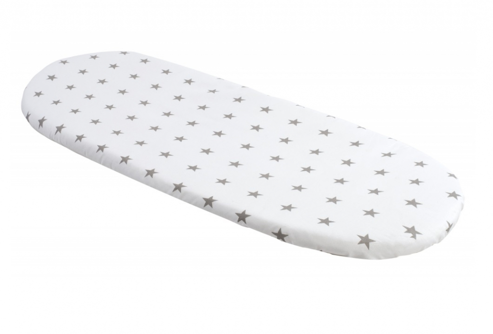 Husa de bumbac Nichiduta cu elastic pentru salteaua de landou Stars White - 1 | YEO