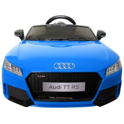 Masinuta electrica copii 70W R-Sport Audi TT albastru scaun de piele si roti Eva , unitate audio cu display si Mp3, functie slow start