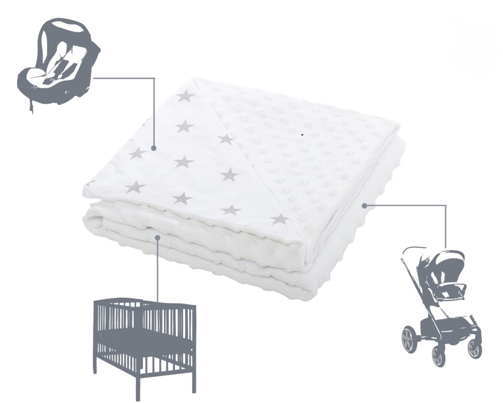 Paturica din bumbac 75x100 cm Nichiduta Minky Stars White - 3 | YEO