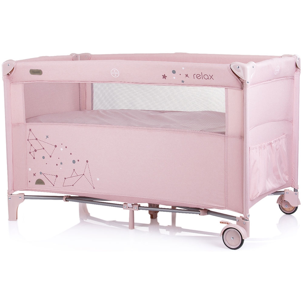 Patut pliabil Chipolino Relax rose linen cu laterala culisanta - 1 | YEO