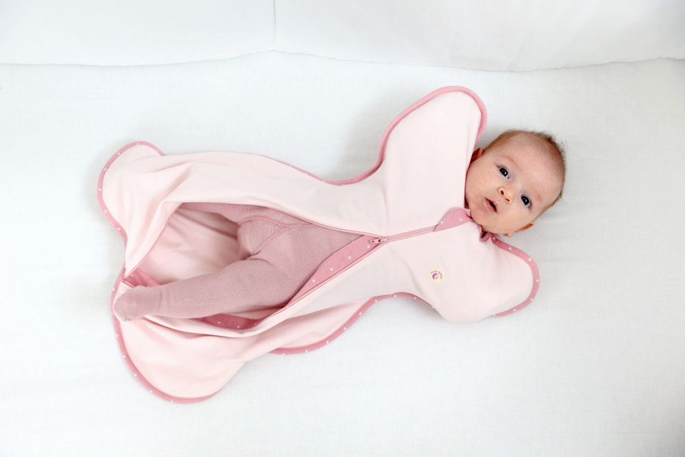 Sac de dormit nou-nascut Swaddle First Sleep Blush Pink 60 cm - 4