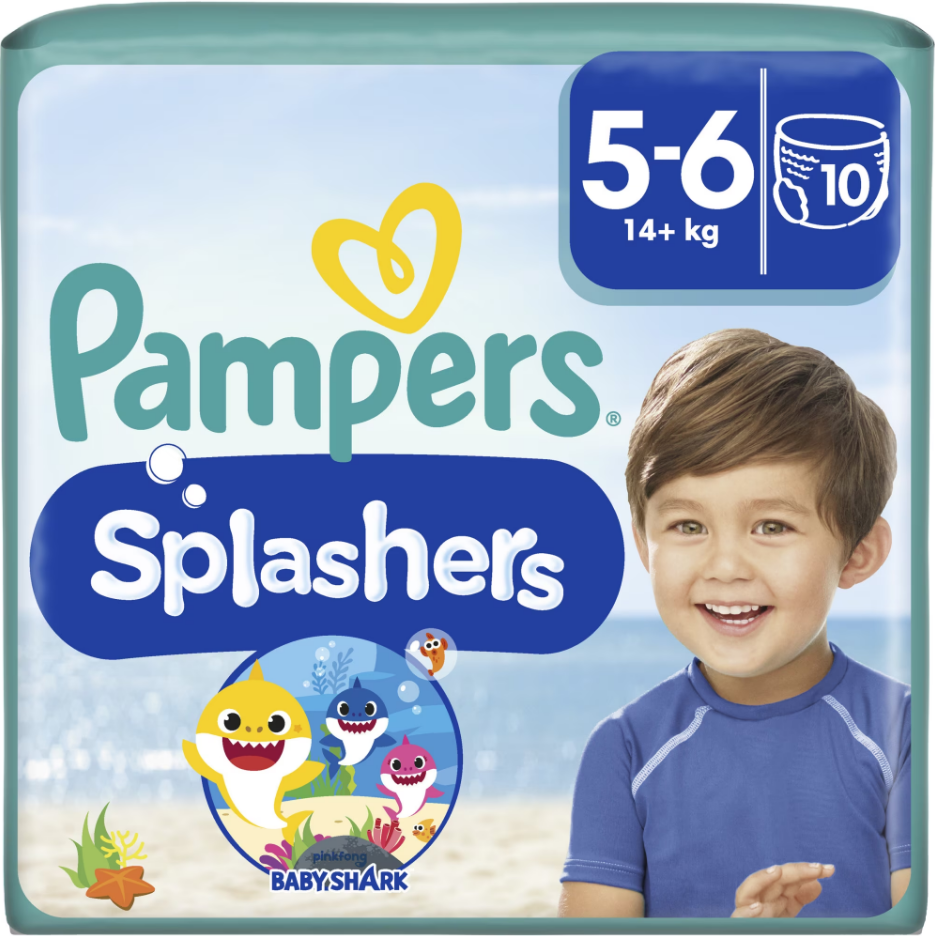 Scutece chilotel pentru apa Pampers Splashers marimea 5 Baby Shark 14+ kg 10 buc - 2 | YEO