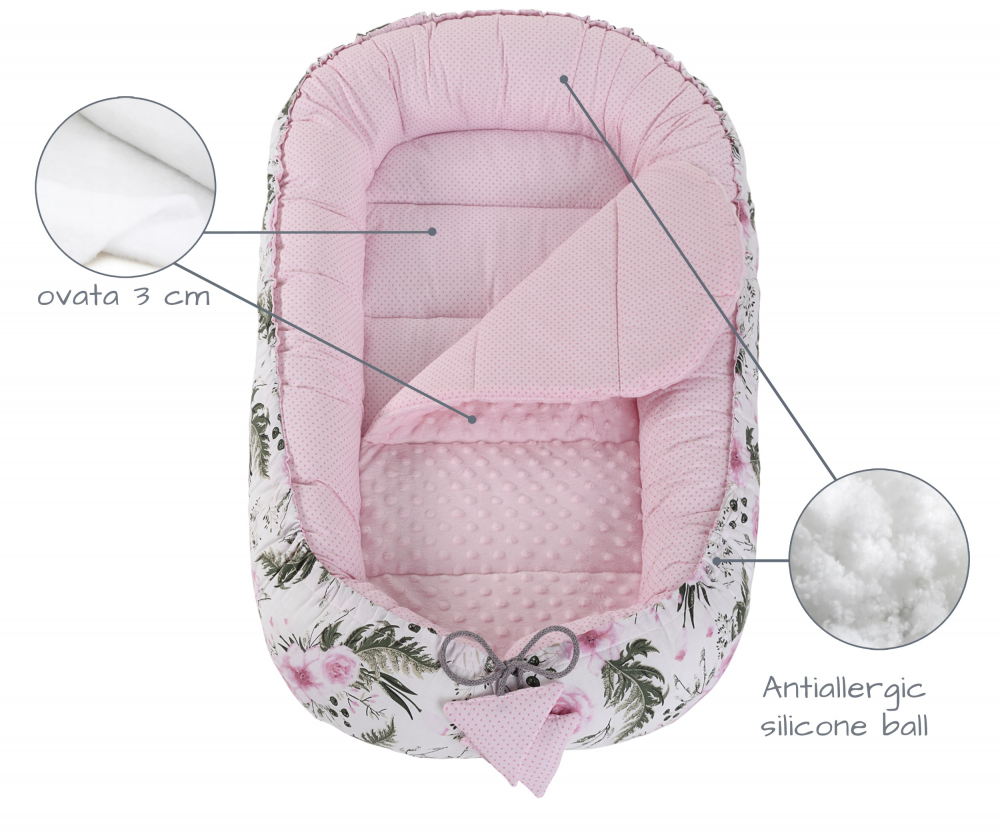 Set 5 in 1 Babynest Nichiduta Minky Flowers Pink - 2 | YEO