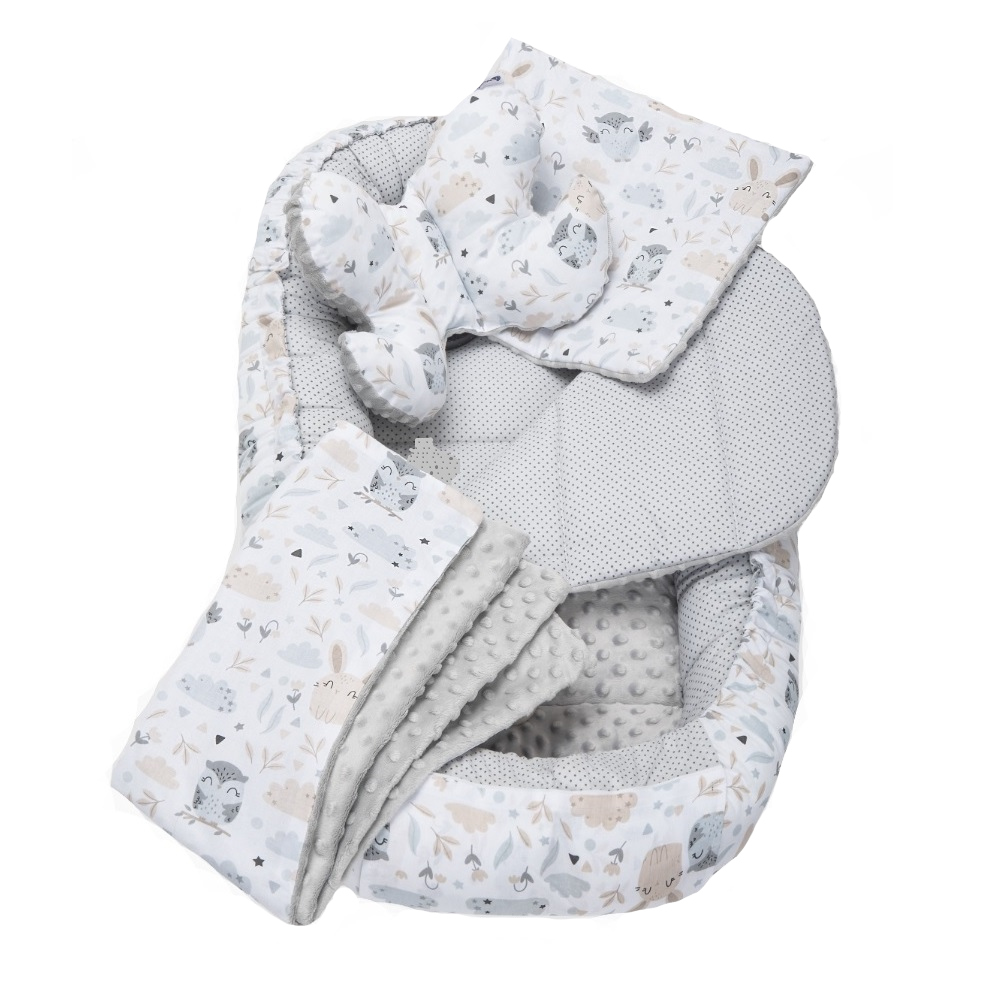 Set 5 in 1 Babynest Nichiduta Minky Grey Owl - 1 | YEO