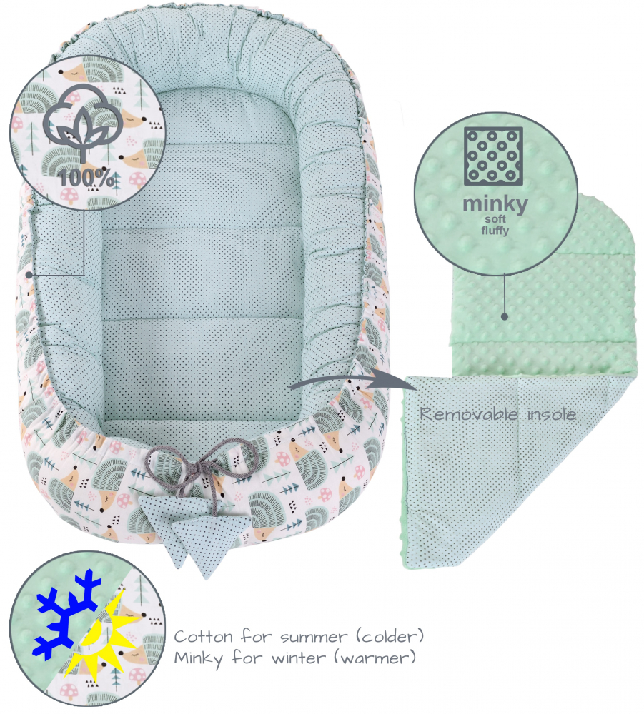 Set 5 in 1 Babynest Nichiduta Minky Hedgehogs Mint - 3 | YEO