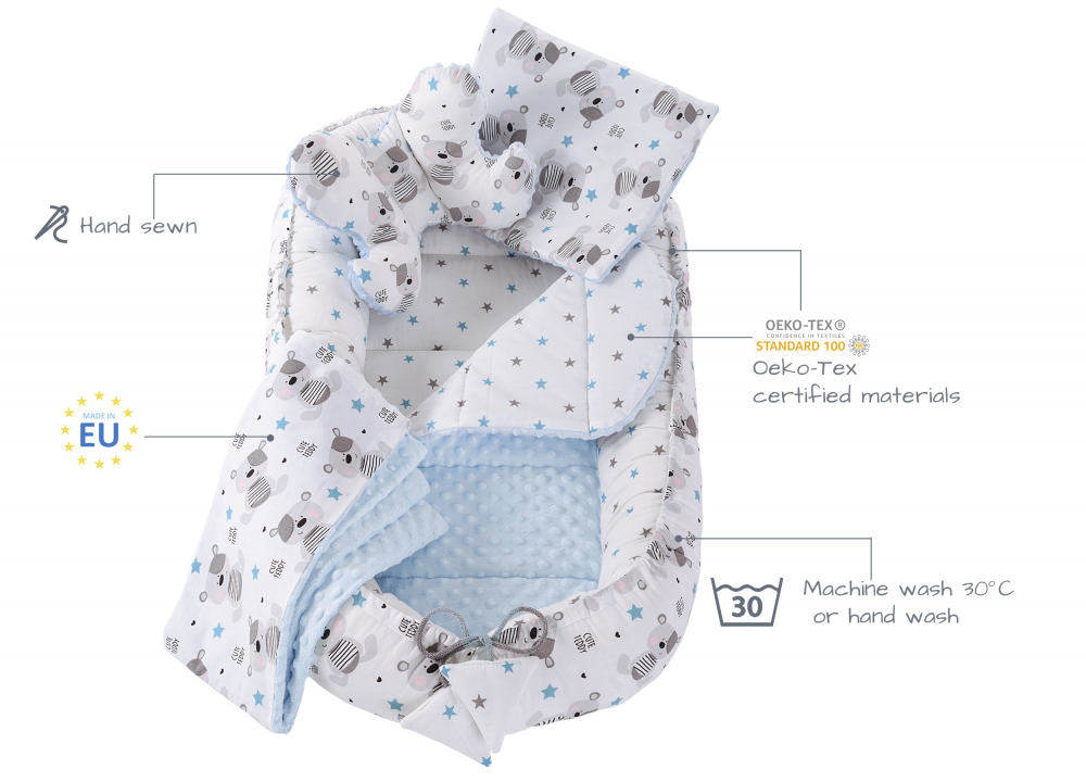 Set 5 in 1 Nichiduta Babynest Minky Teddy Blue - 1 | YEO