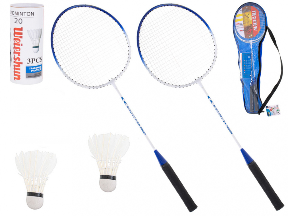 Set Rachete de badminton cu fluturasi si husa Ikonka Blue